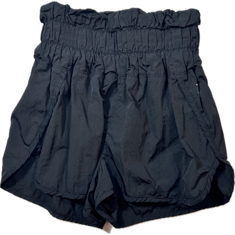 Free People Movement The Way Home Shorts Black High Rise Smocked Athletic XSmall